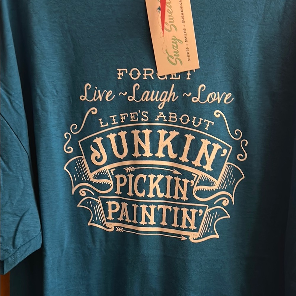 Teal Graphic T-Shirt with White Print
